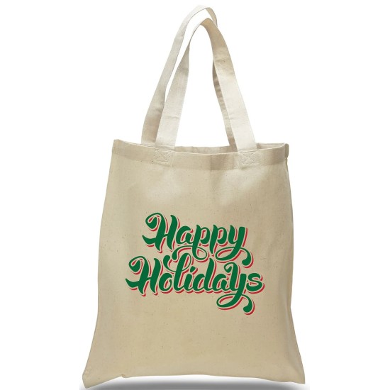 Happy Holidays Cotton Canvas Totes