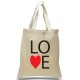 LOVE Printed with Heart on Canvas Tote