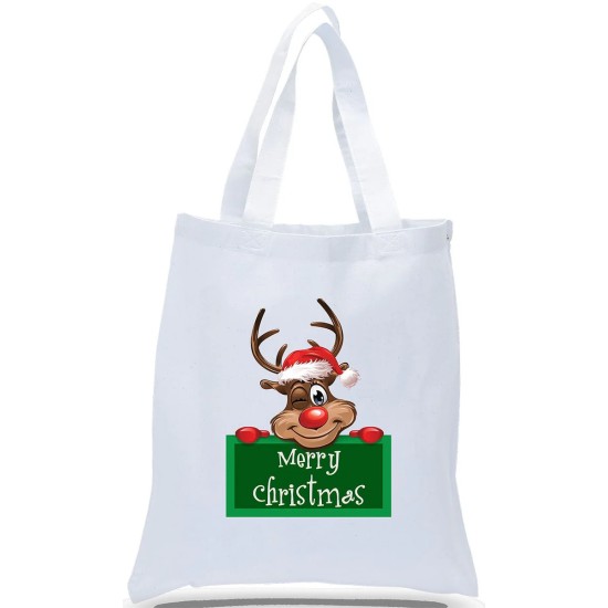 Rudolph Sign Merry Christmas Tote